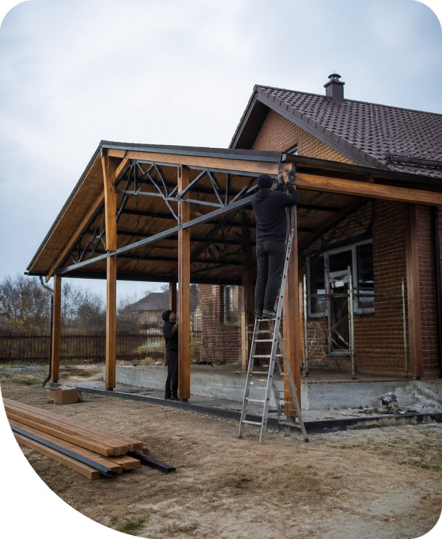 Пристройка навеса к дому и участку в Белорецке под ключ